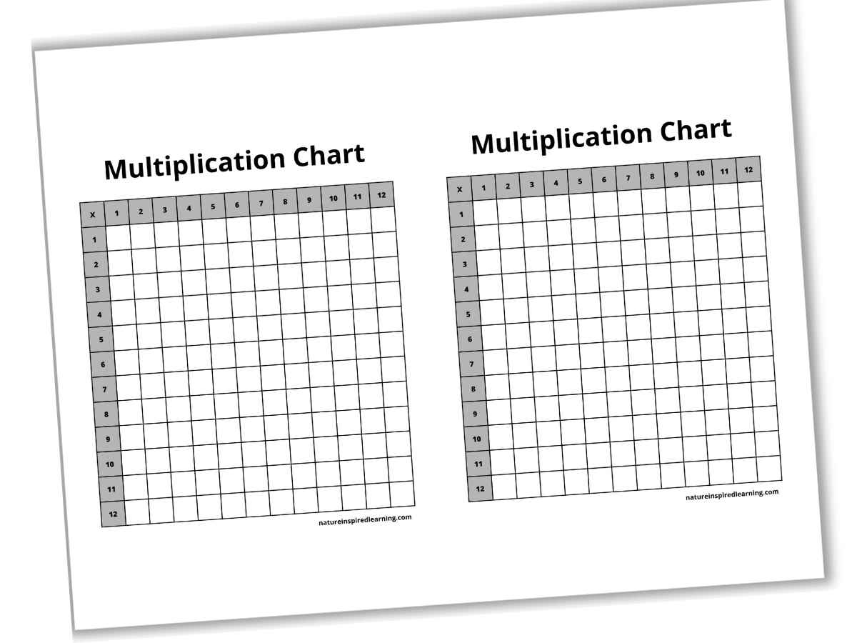 Mixed Blank Multiplication Grid Printable