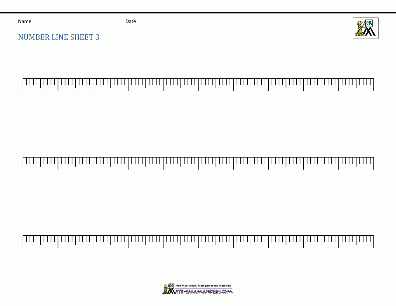 Percent Number Line Blank Printable