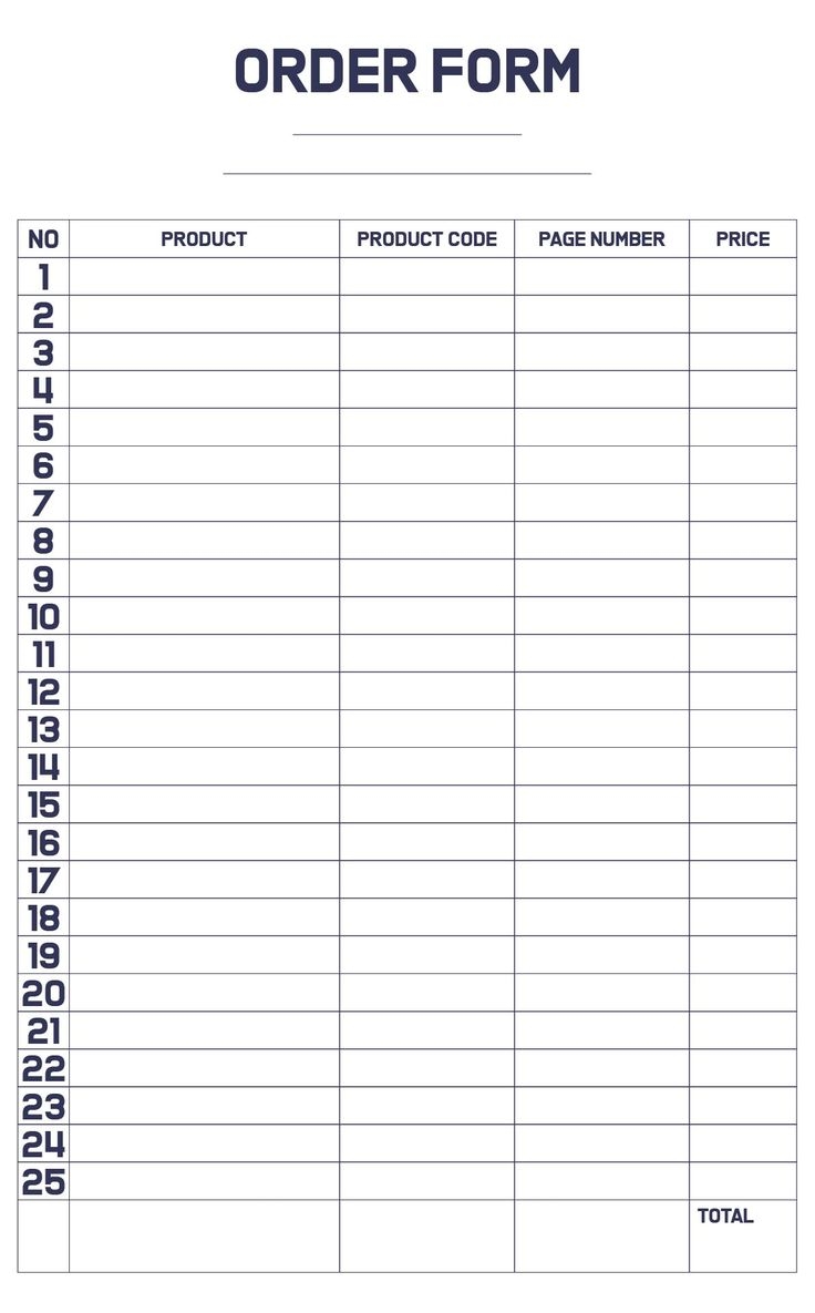 Blank Order Form Printable
