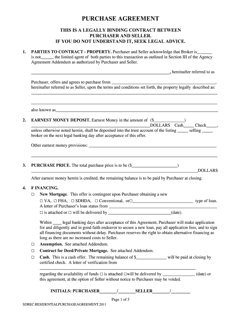 Blank Purchase Agreement Fill Out amp Sign Online DocHub