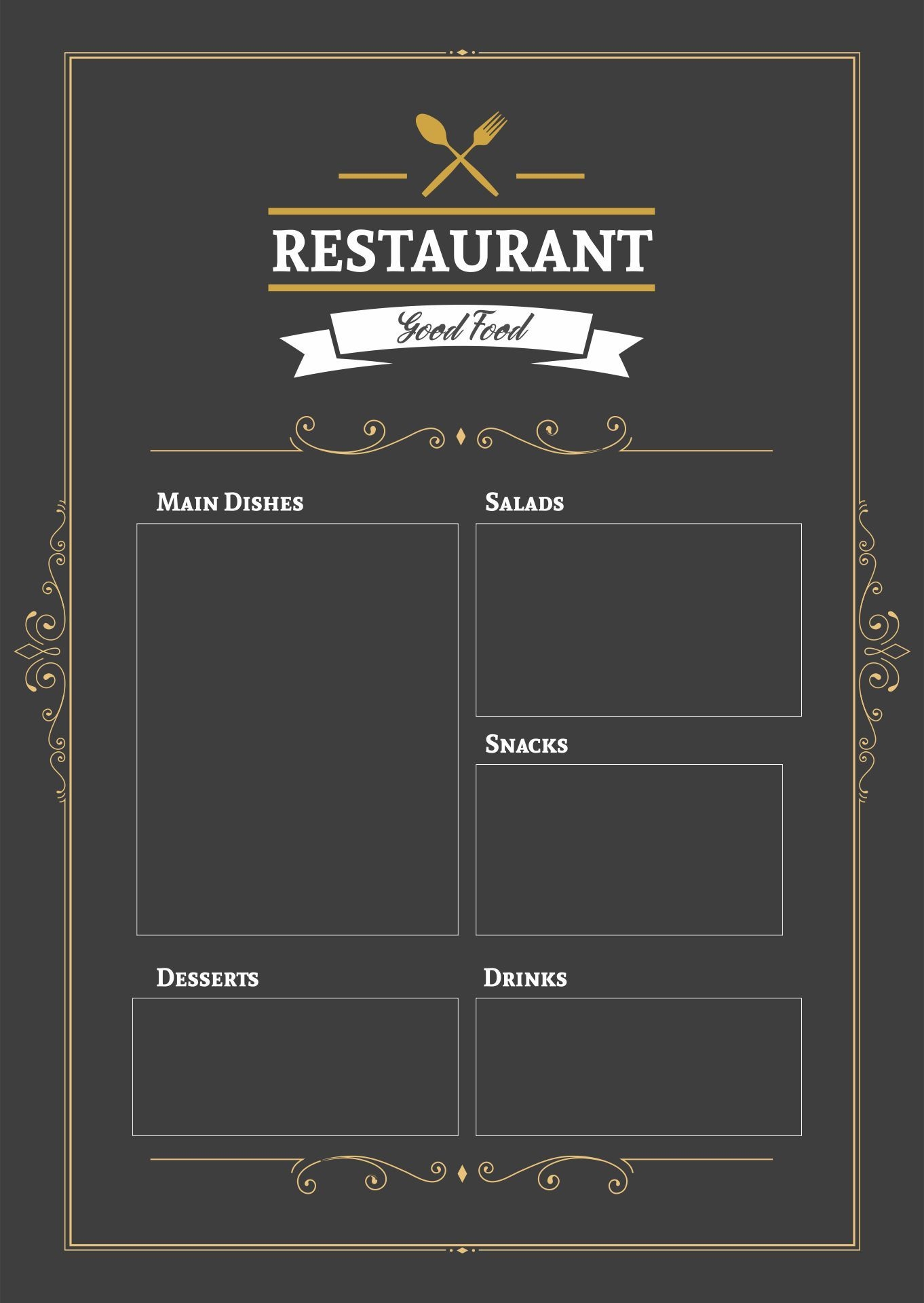 Printable Menu Blank Template