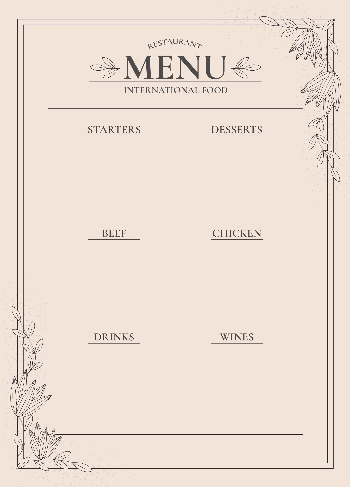 Blank Printable Menus