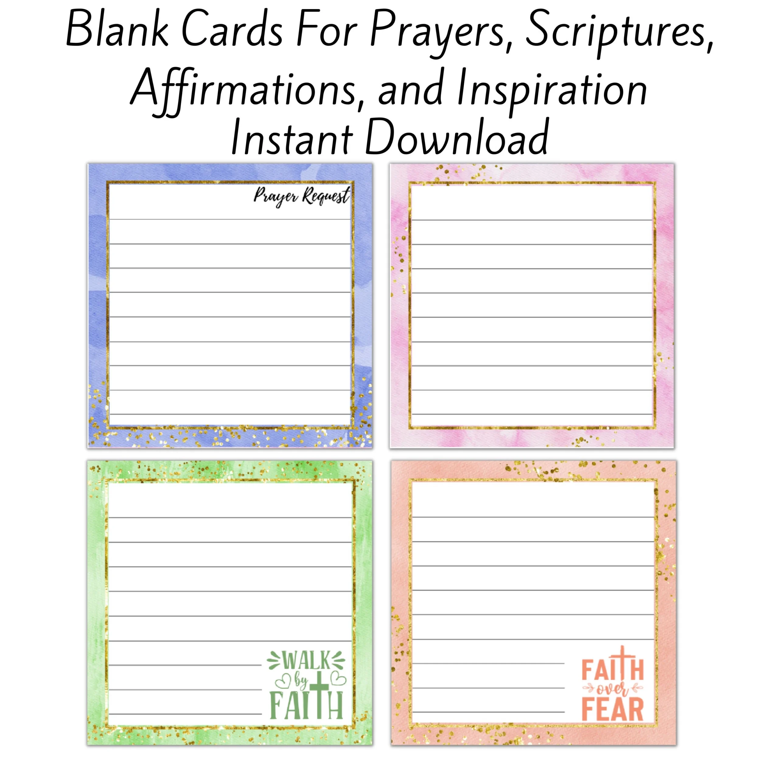 Blank Scripture Cards Prayer Request Affirmations PDF Etsy