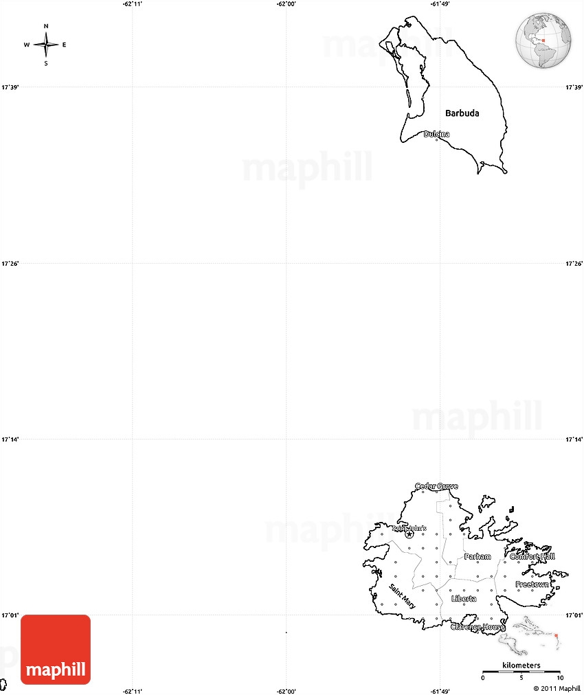 Blank Simple Map Of Antigua And Barbuda