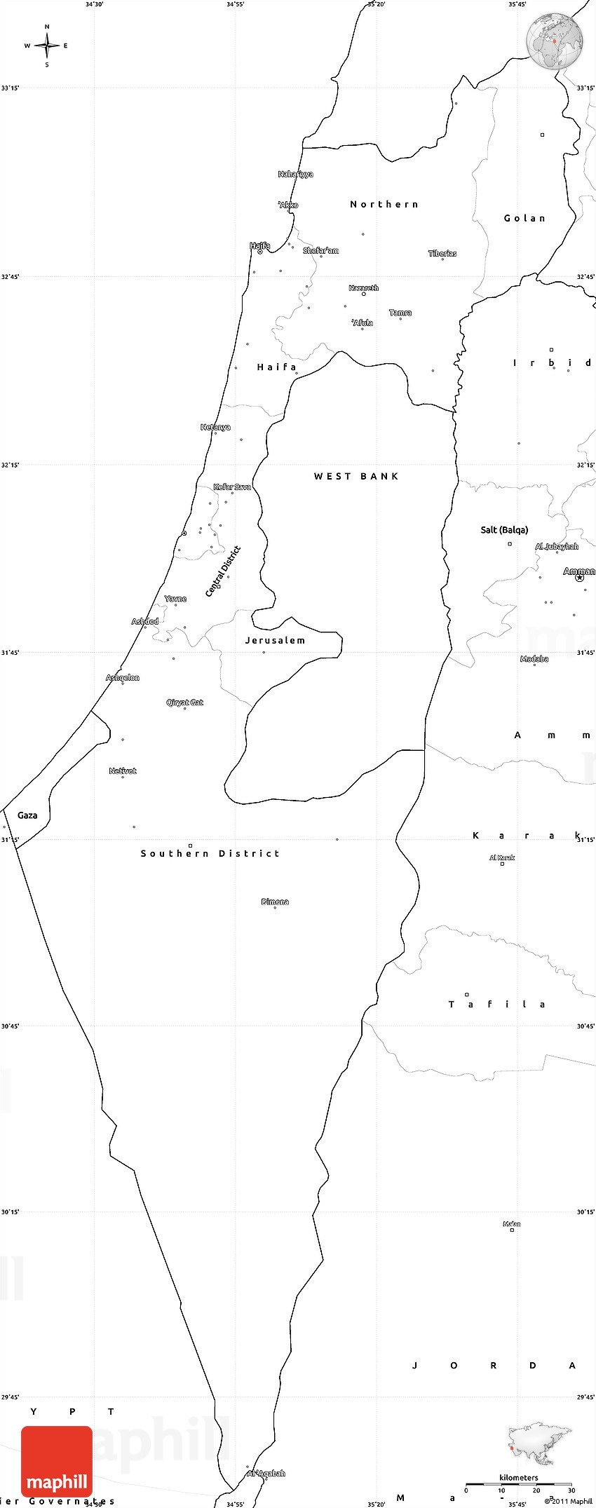 Blank Map Of Israel Printable