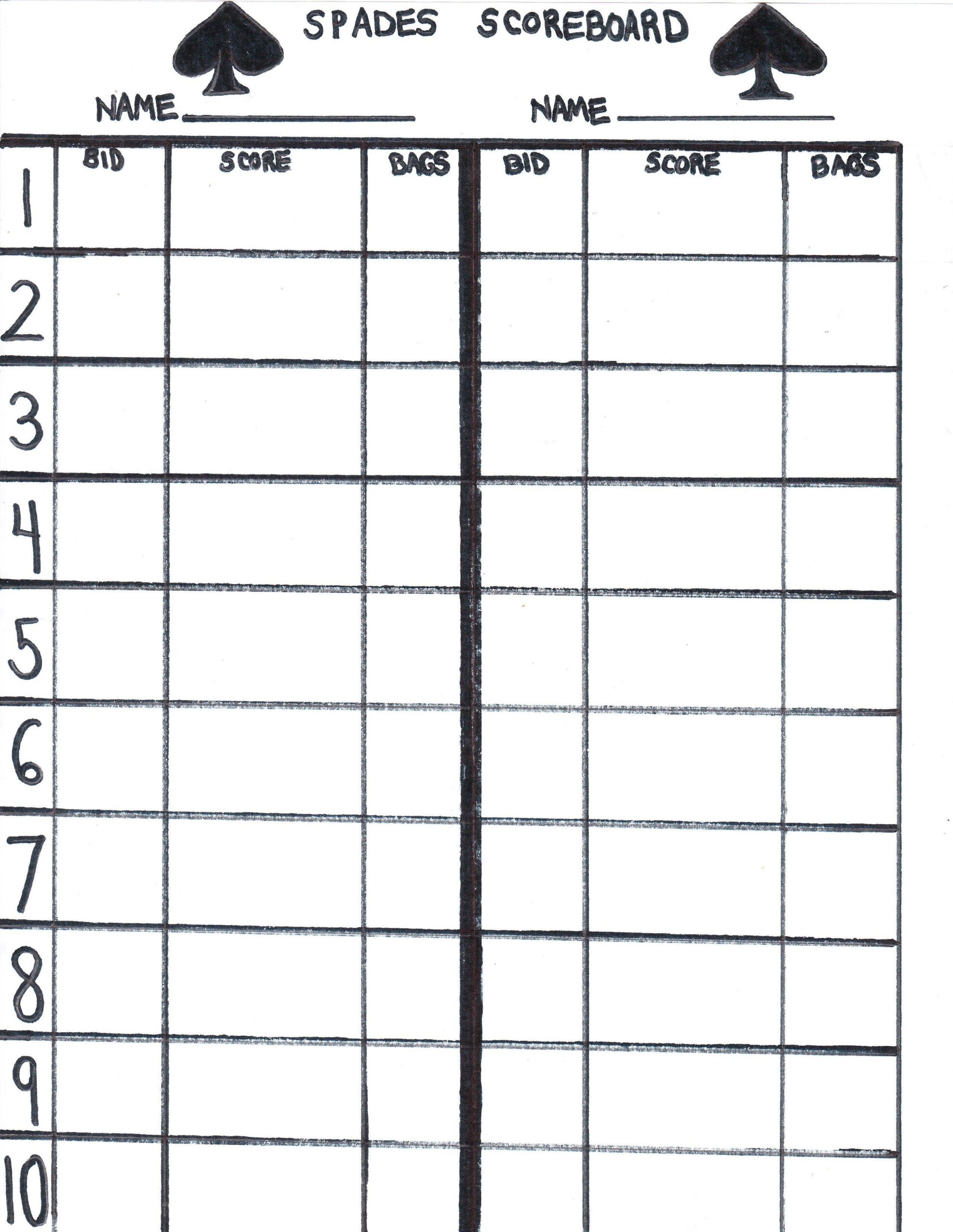 Printable Blank Game Sheet