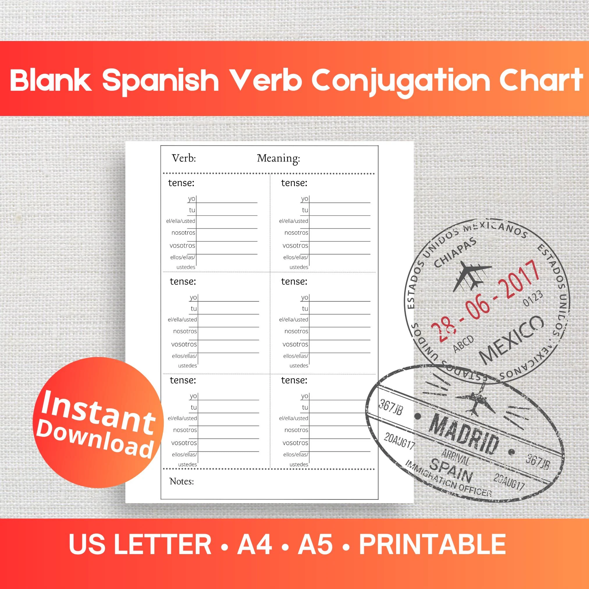 Blank Printable Conjugation Sheets