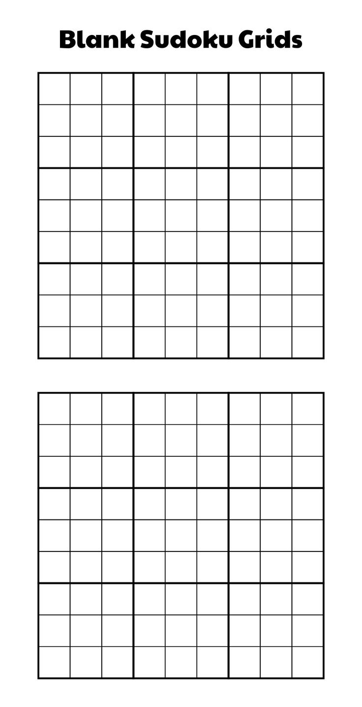 Printable Sudoku Blank Grids