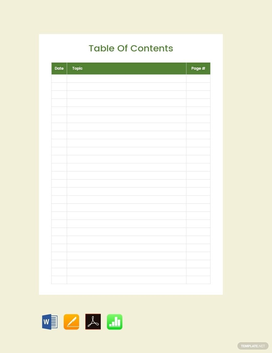 Blank Table Of Contents Template In Publisher Word Google Docs 