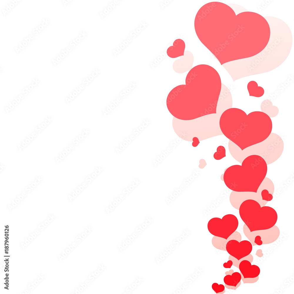 Blank Template Card With Red Hearts On A Romantic White Background 