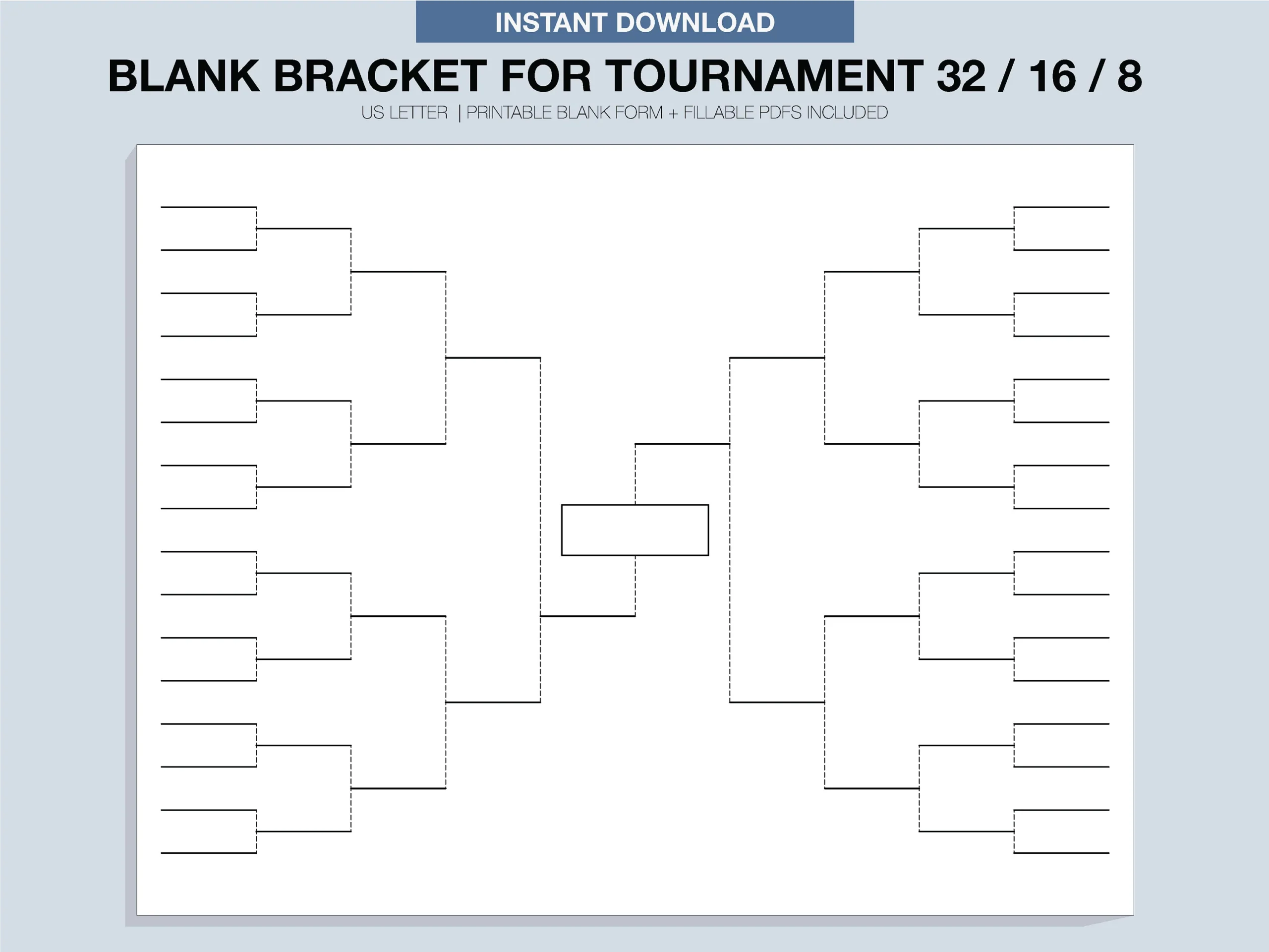 Blank Tournament Bracket Printable Fillable PDF Single 