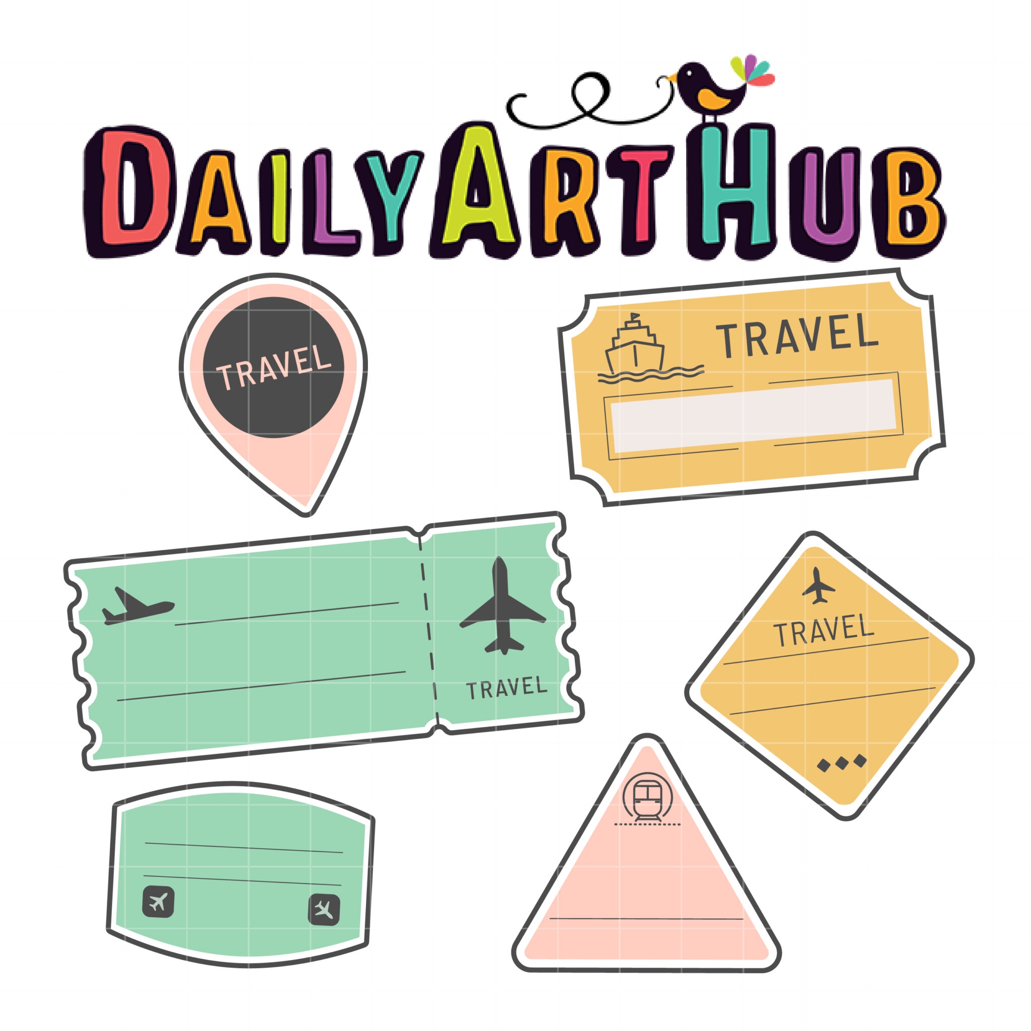 Blank Travel Stamp Template Clip Art Set Daily Art Hub 