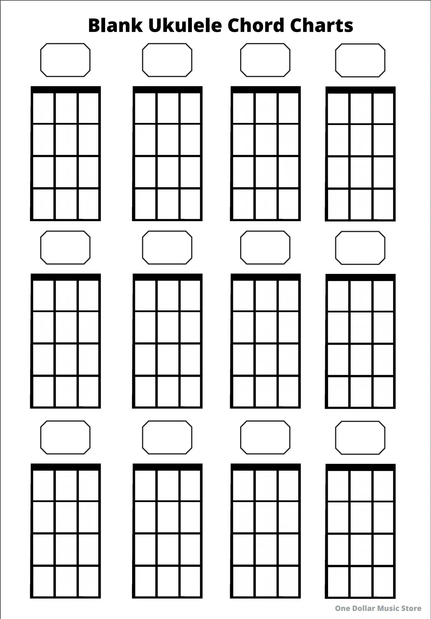 Blank Ukulele Chord Chart For Beginners instant Download Etsy 