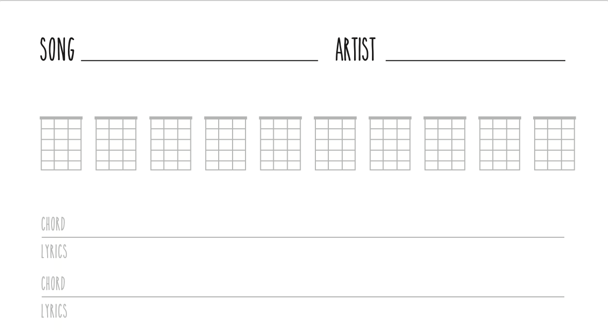 Printable Blank Ukulele Chord Charts