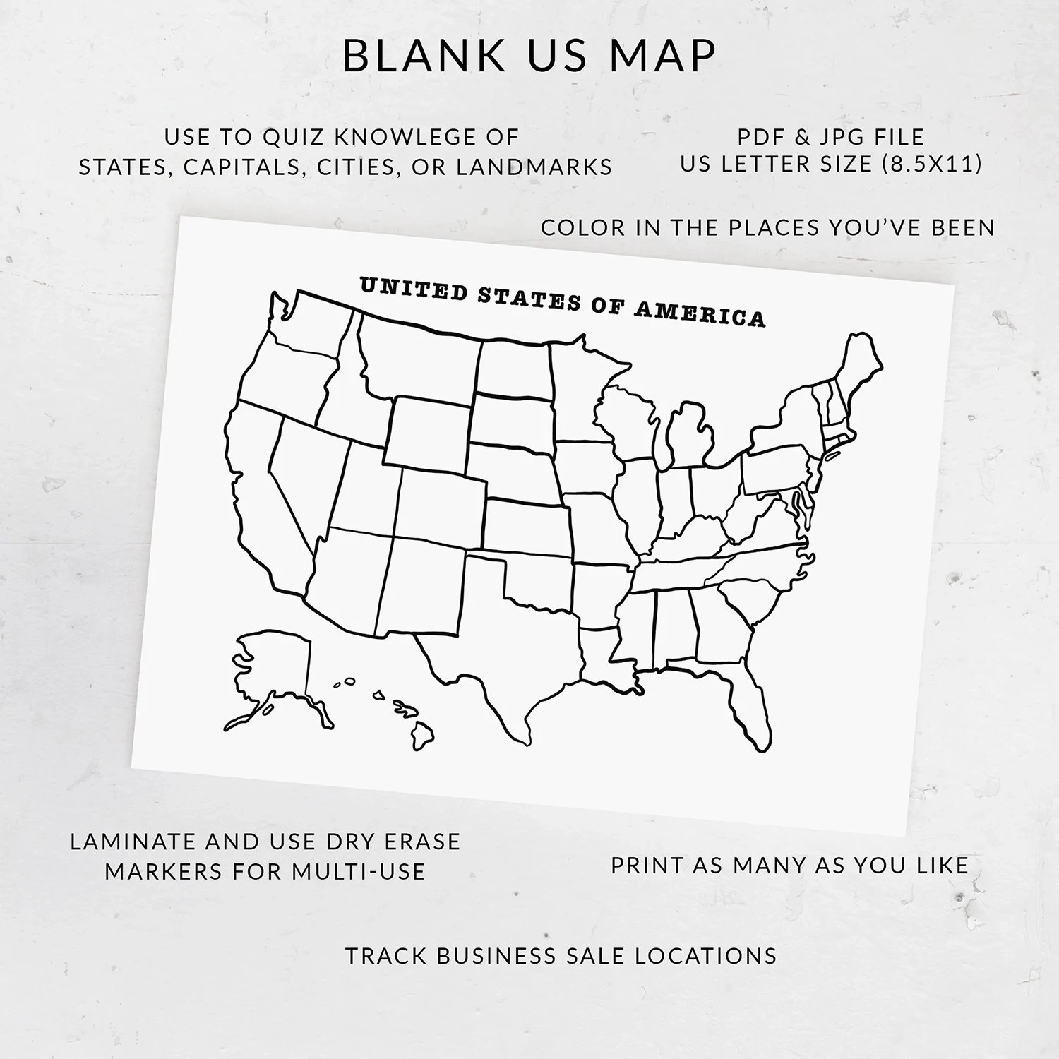 Printable Blank Us Map Quiz