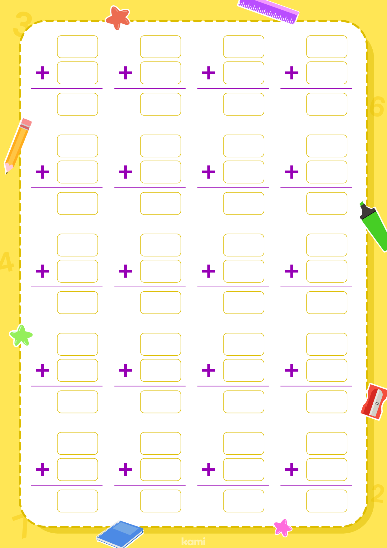 Blank Vertical Math Worksheet Addition For Teachers Perfect 