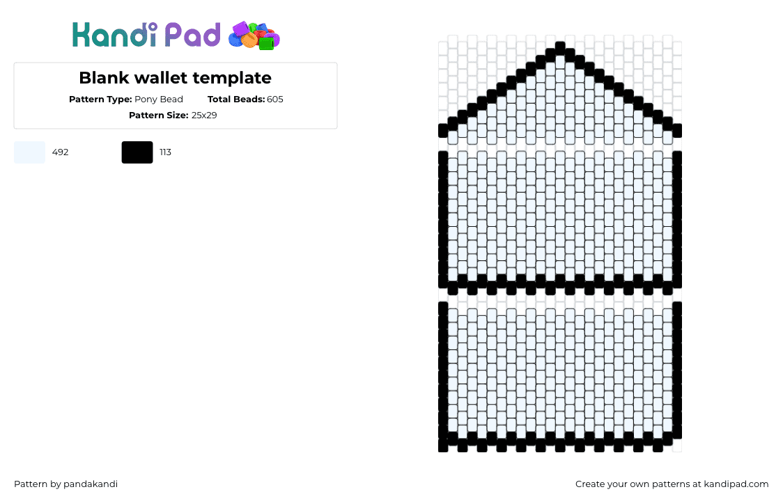 Blank Wallet Template Kandi Pad Kandi Patterns Fuse Bead 