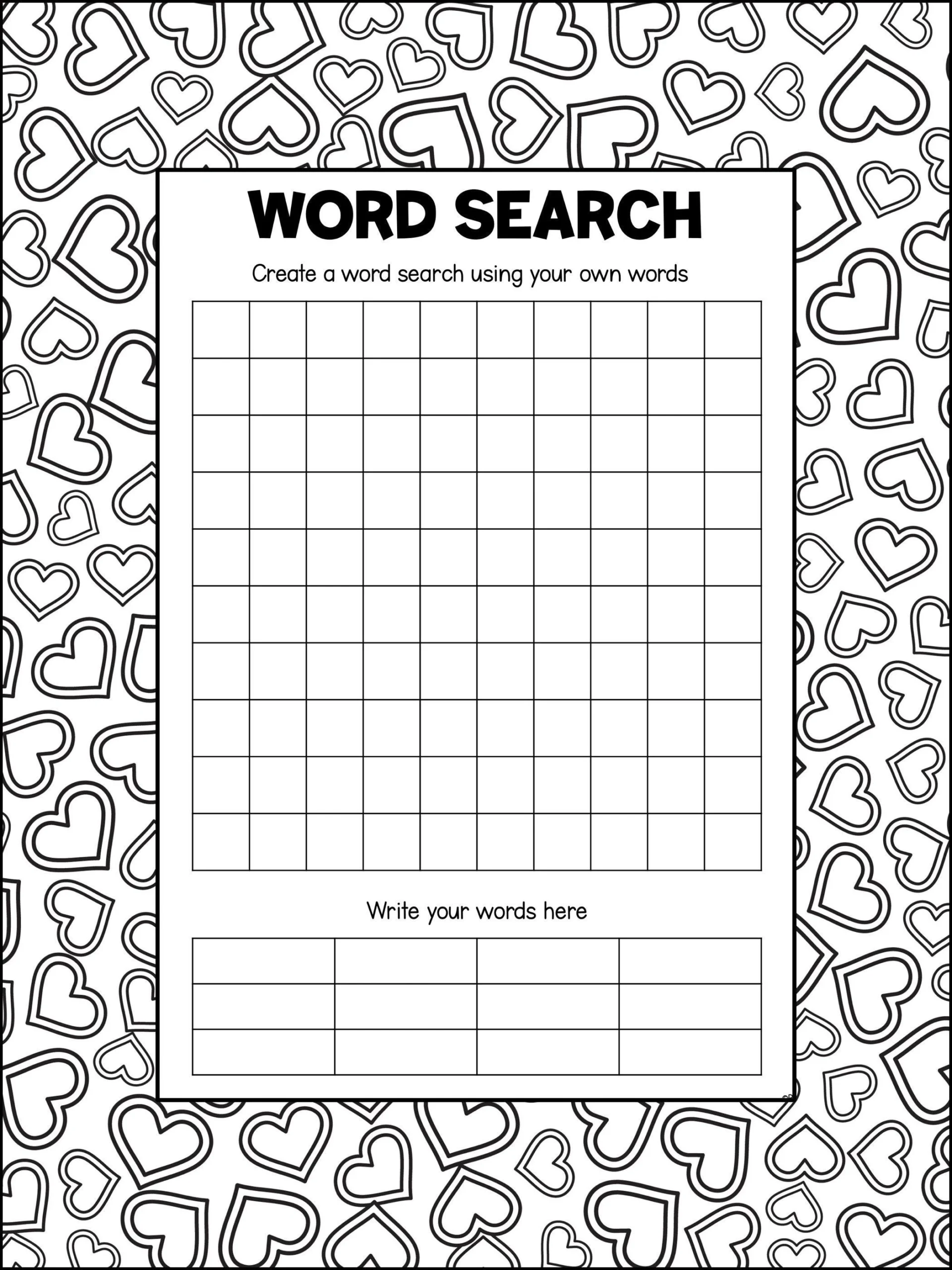 Blank Word Search Printable