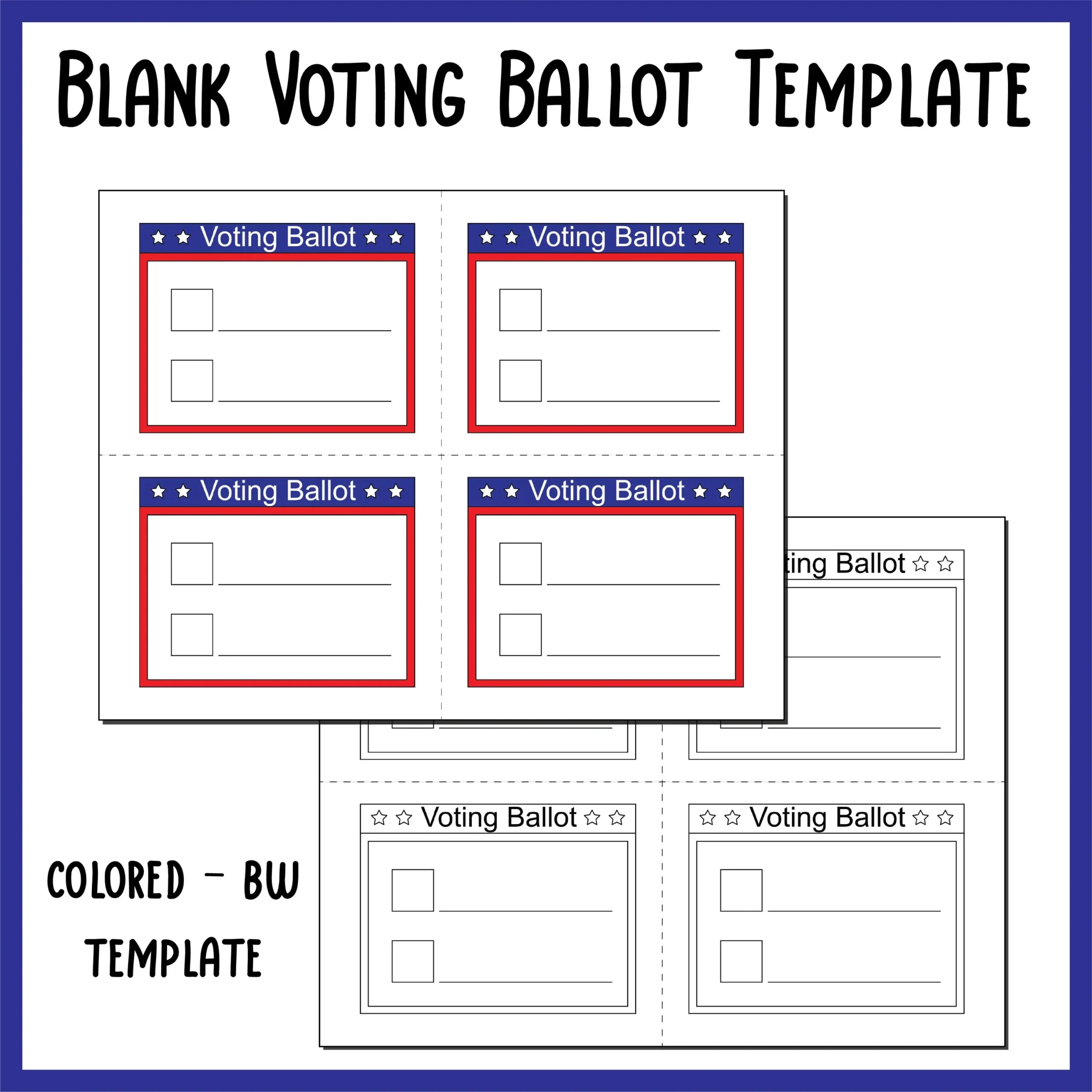 Blanko Voting Stimmzettel Vorlage Mock Wahltag Papier Printables 