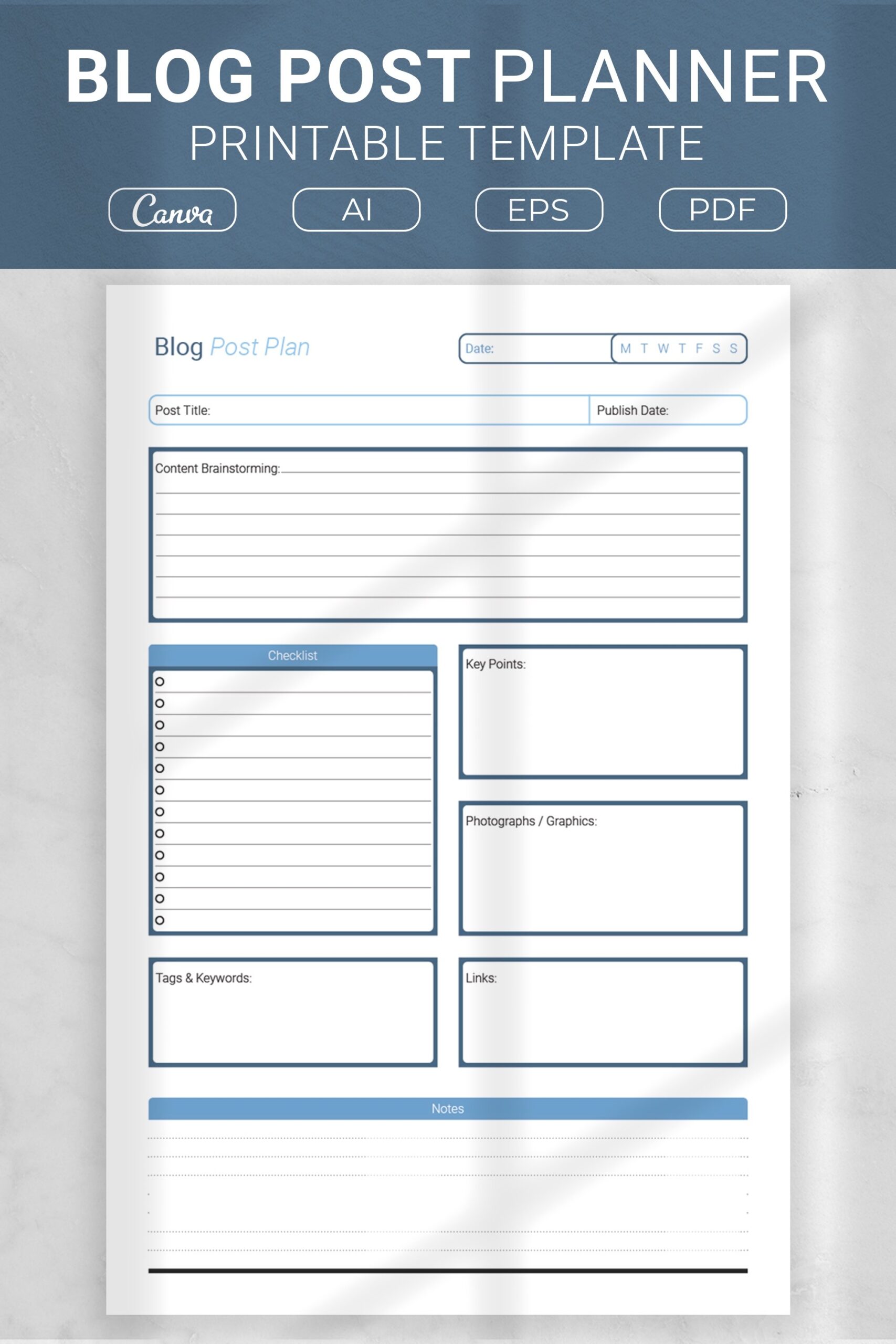 Blog Post Planner Printable Template 2722023 