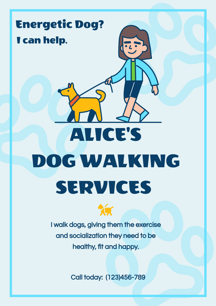 Printable Blank Dog Walking Flyers