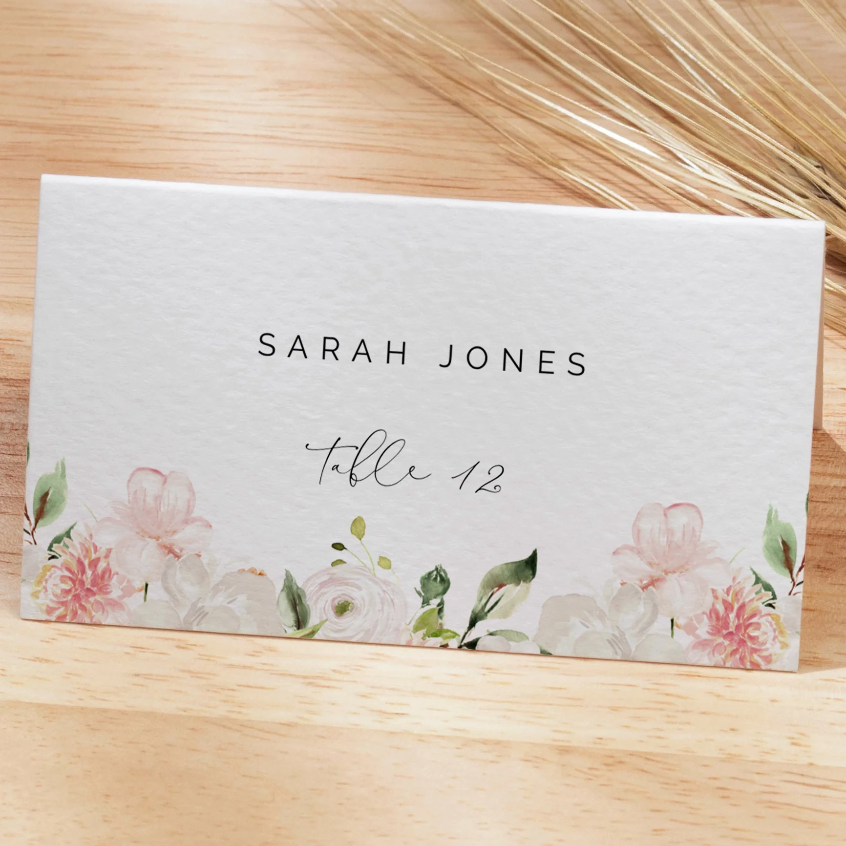 Blush Pink amp White Floral Wedding Place Cards