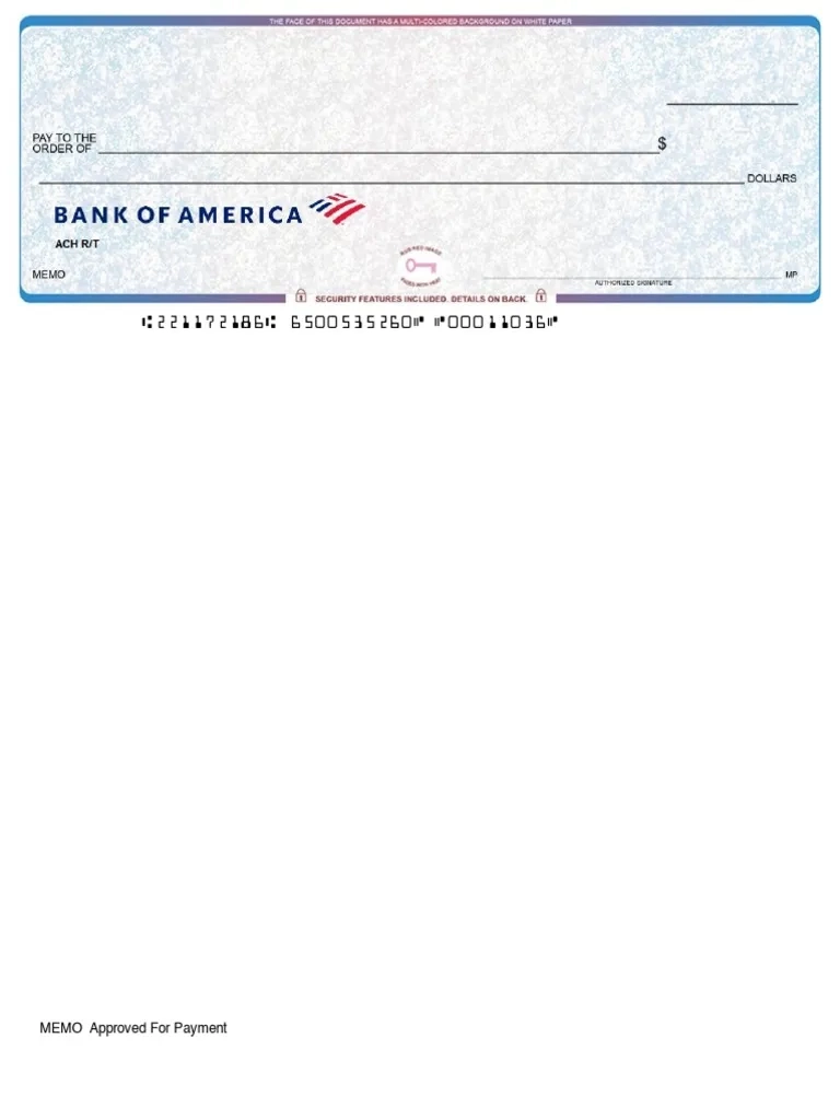 BOA Check Template PDF