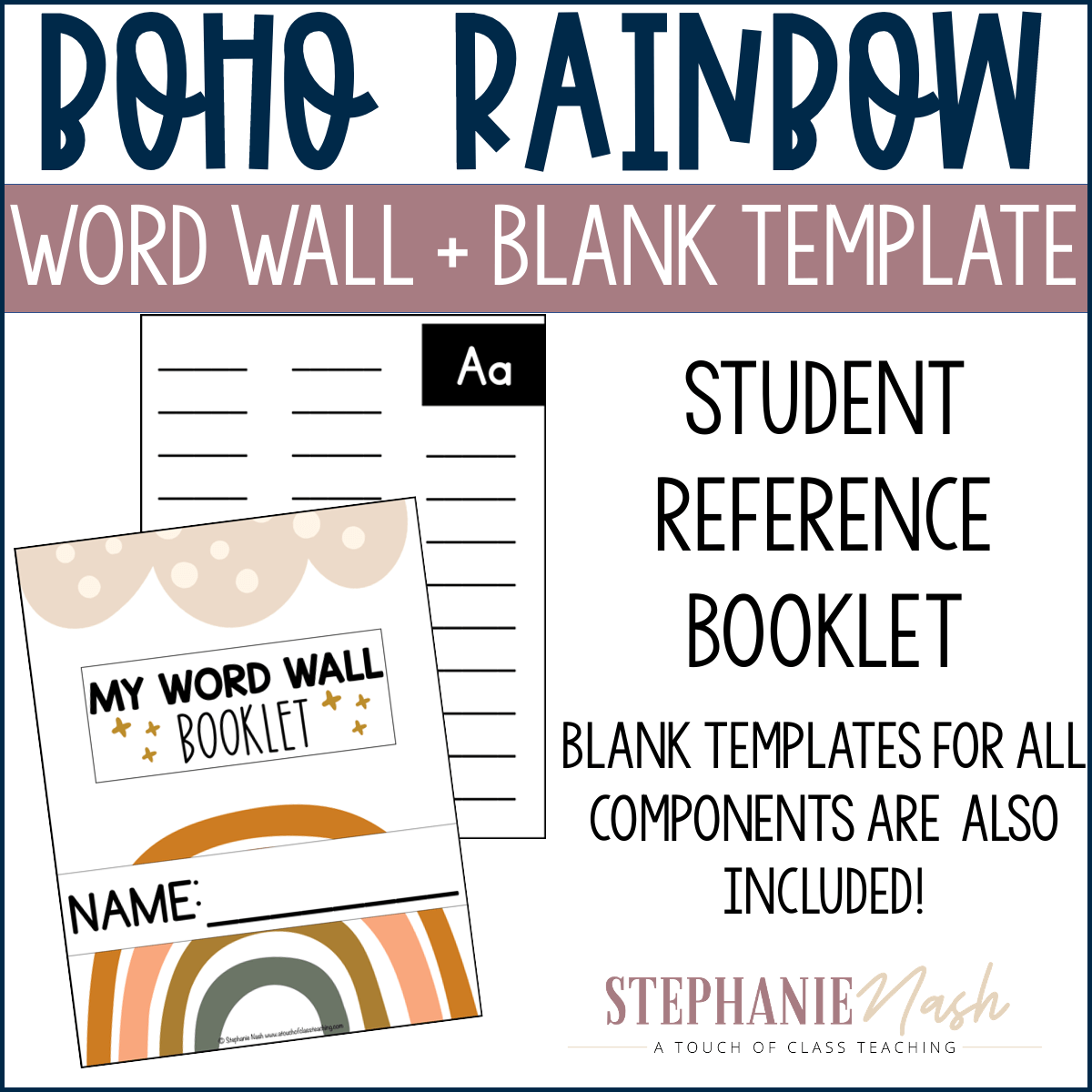 Boho Rainbow Word Wall Kit Stephanie Nash A Touch Of Class