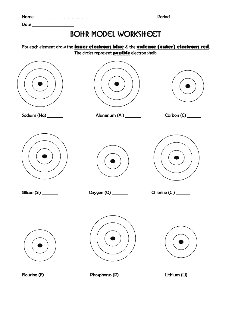 Bohr Model Worksheet Form Fill Online Printable Fillable 