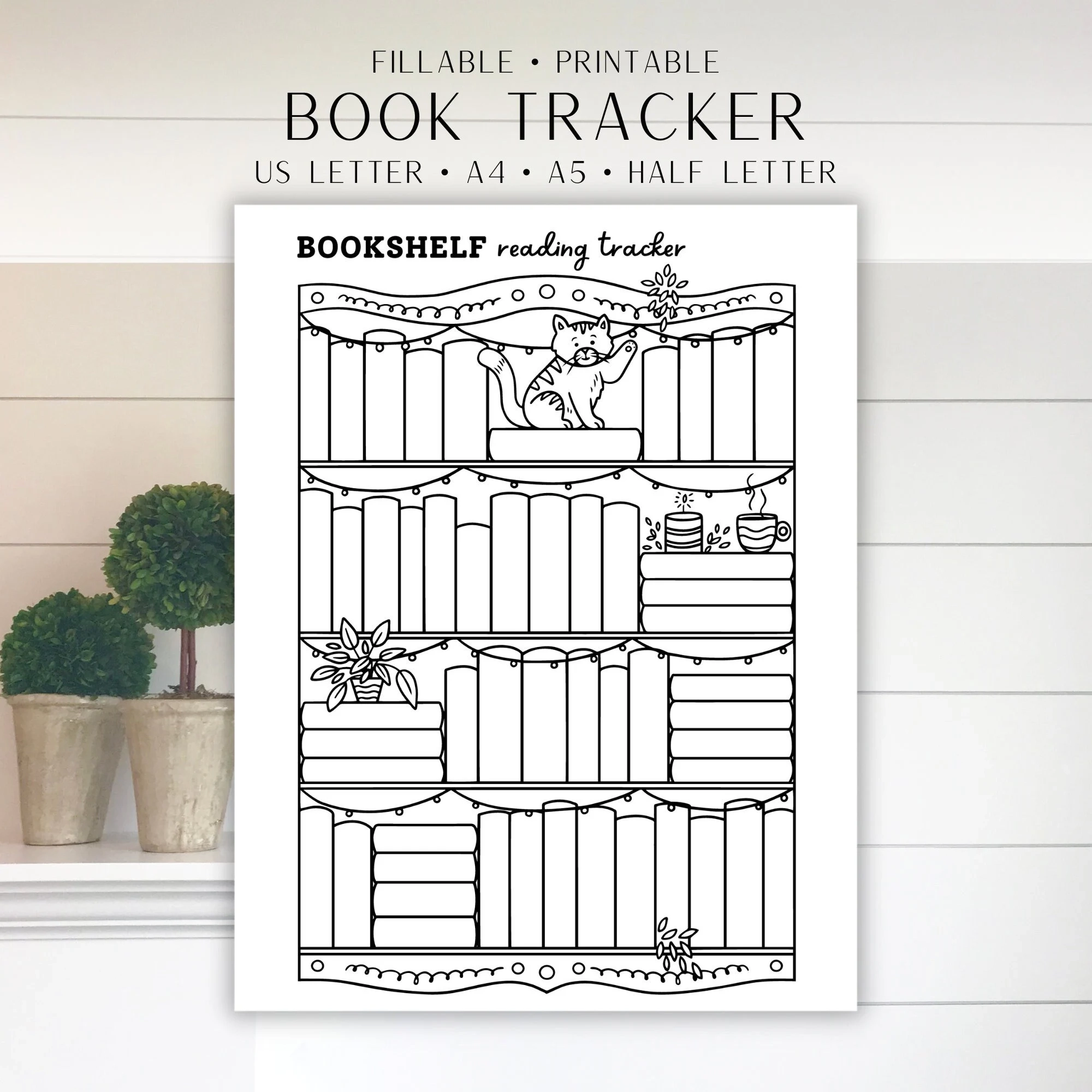 Book Tracker Printable Bookshelf Reading Tracker 52 B cher 