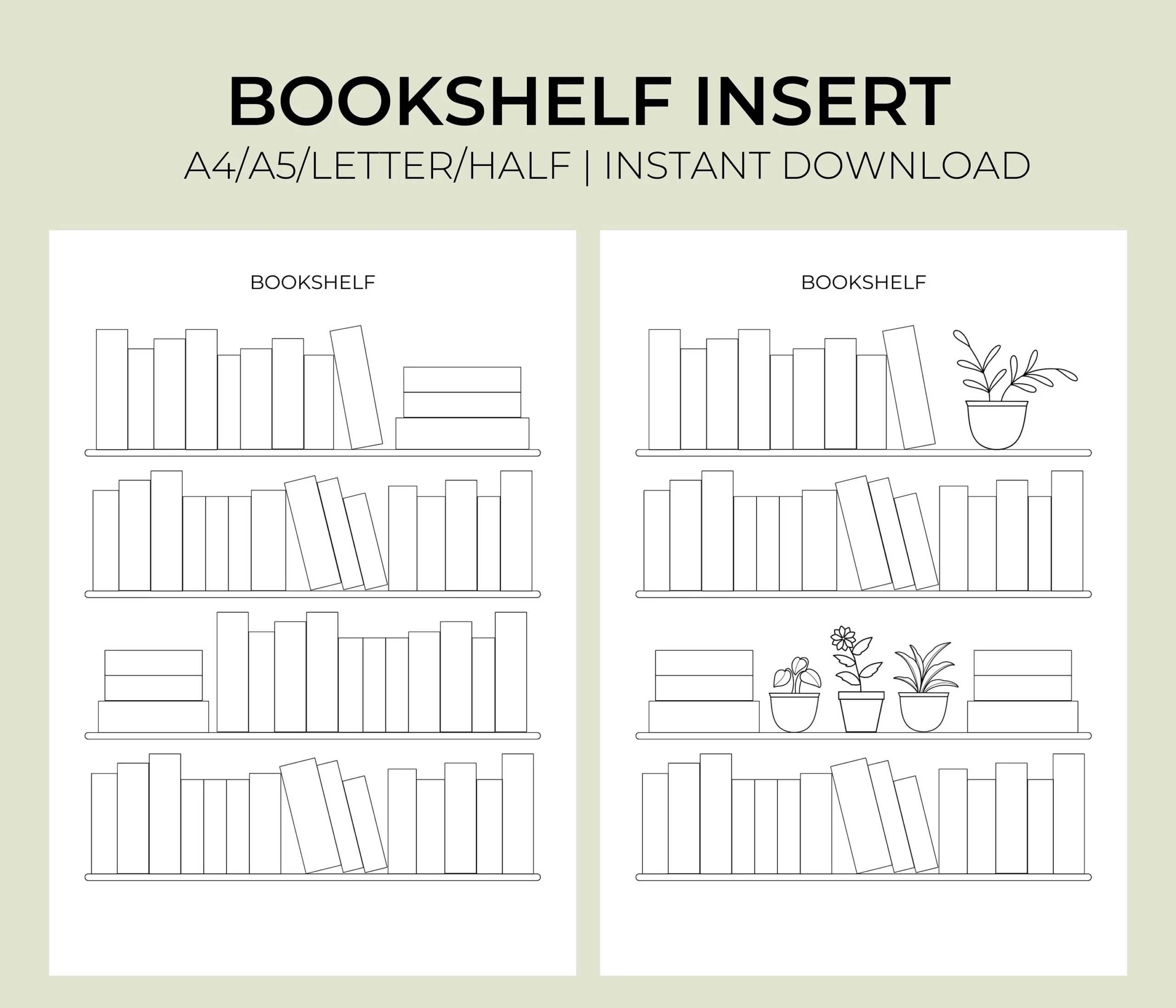 Bookshelf Printable Etsy