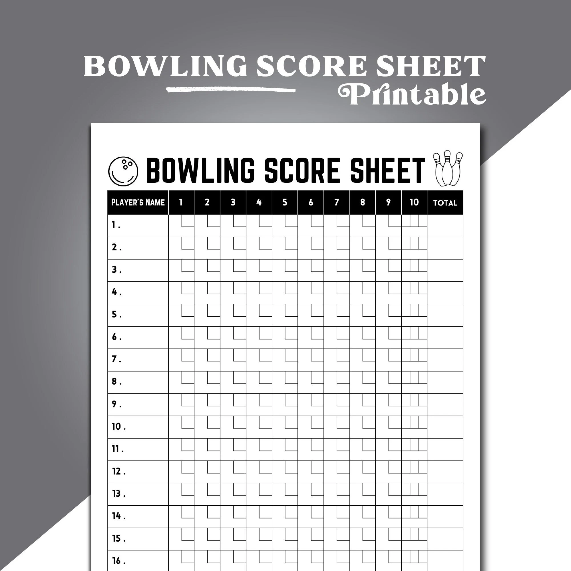 Printable Blank Bowling Score Sheets