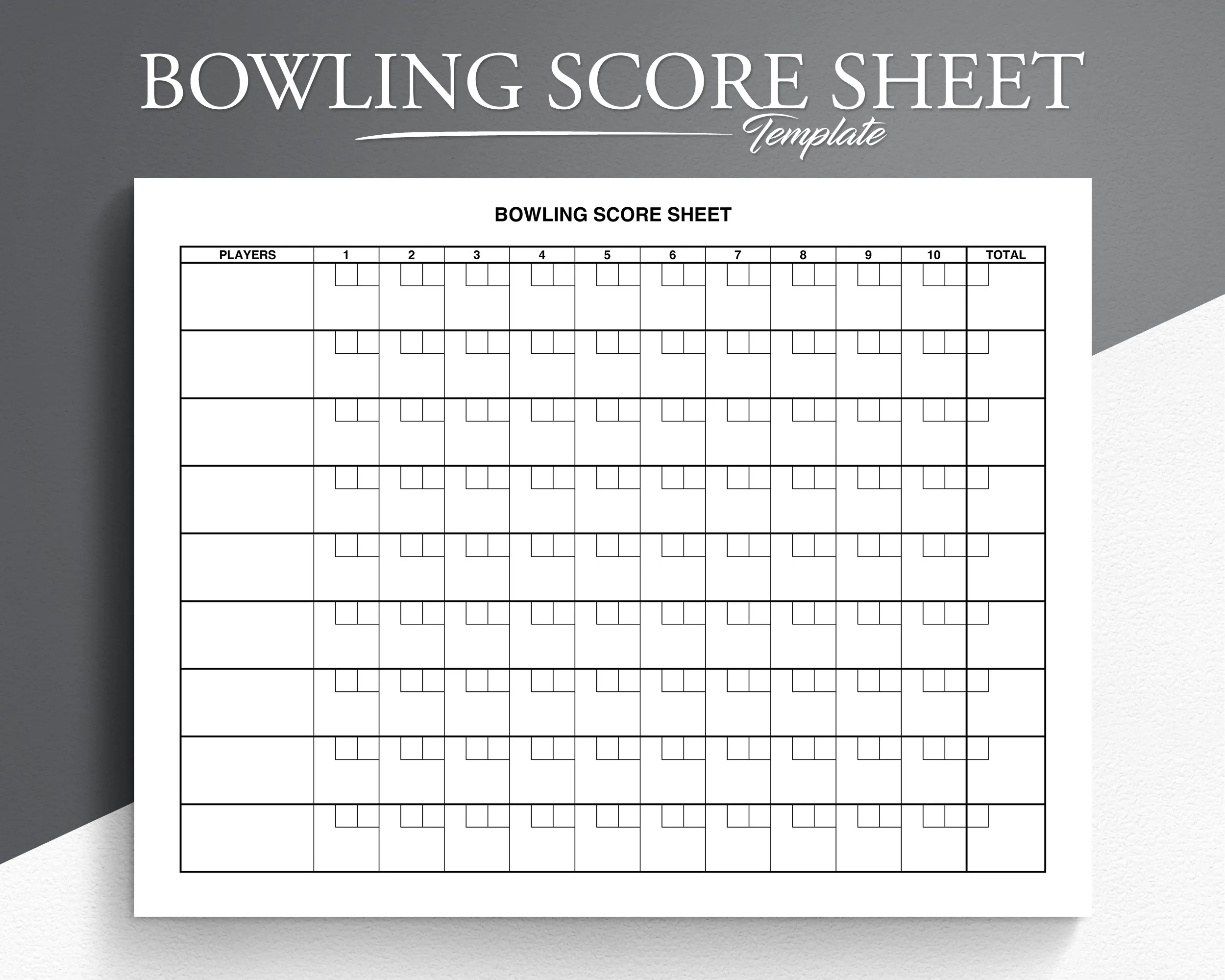 Printable Blank Bowling Score Sheet