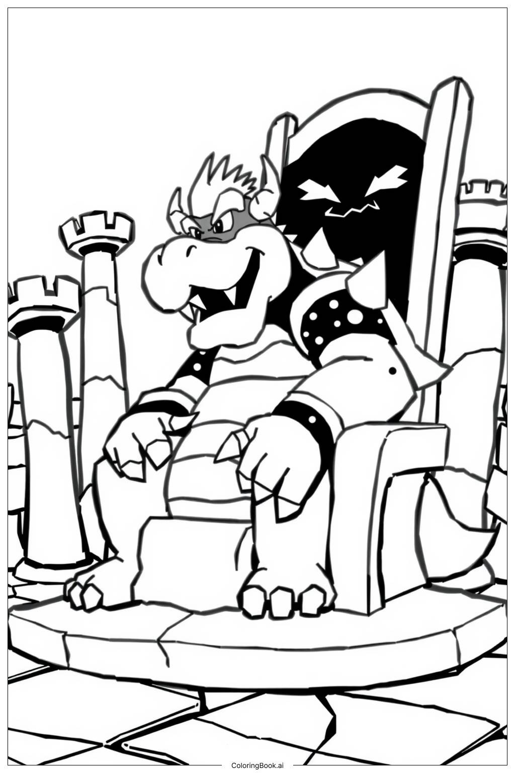 Bowser In His Castle Coloring Page Free PDF amp PNG Printable 