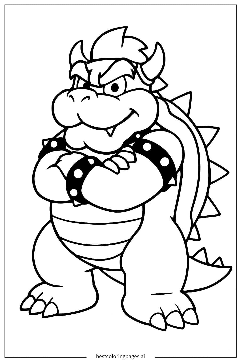 Bowser With Arms Crossed A Fierce Pose Coloring Page Free 
