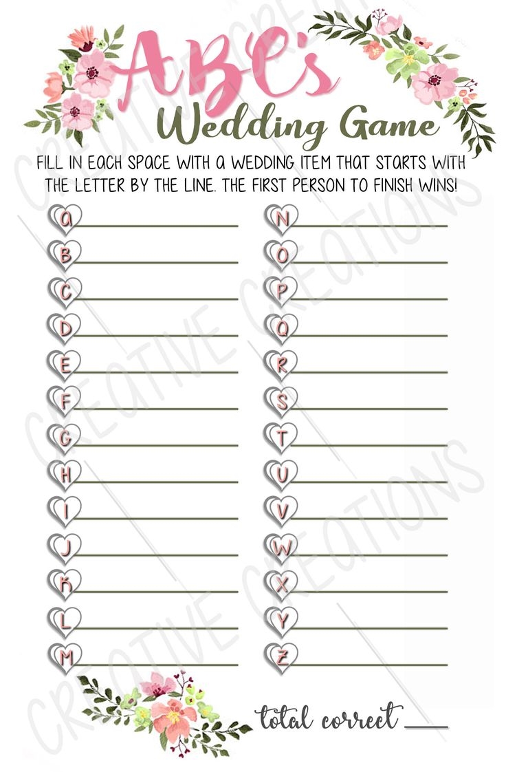 Printable Blank Bridal Shower Games