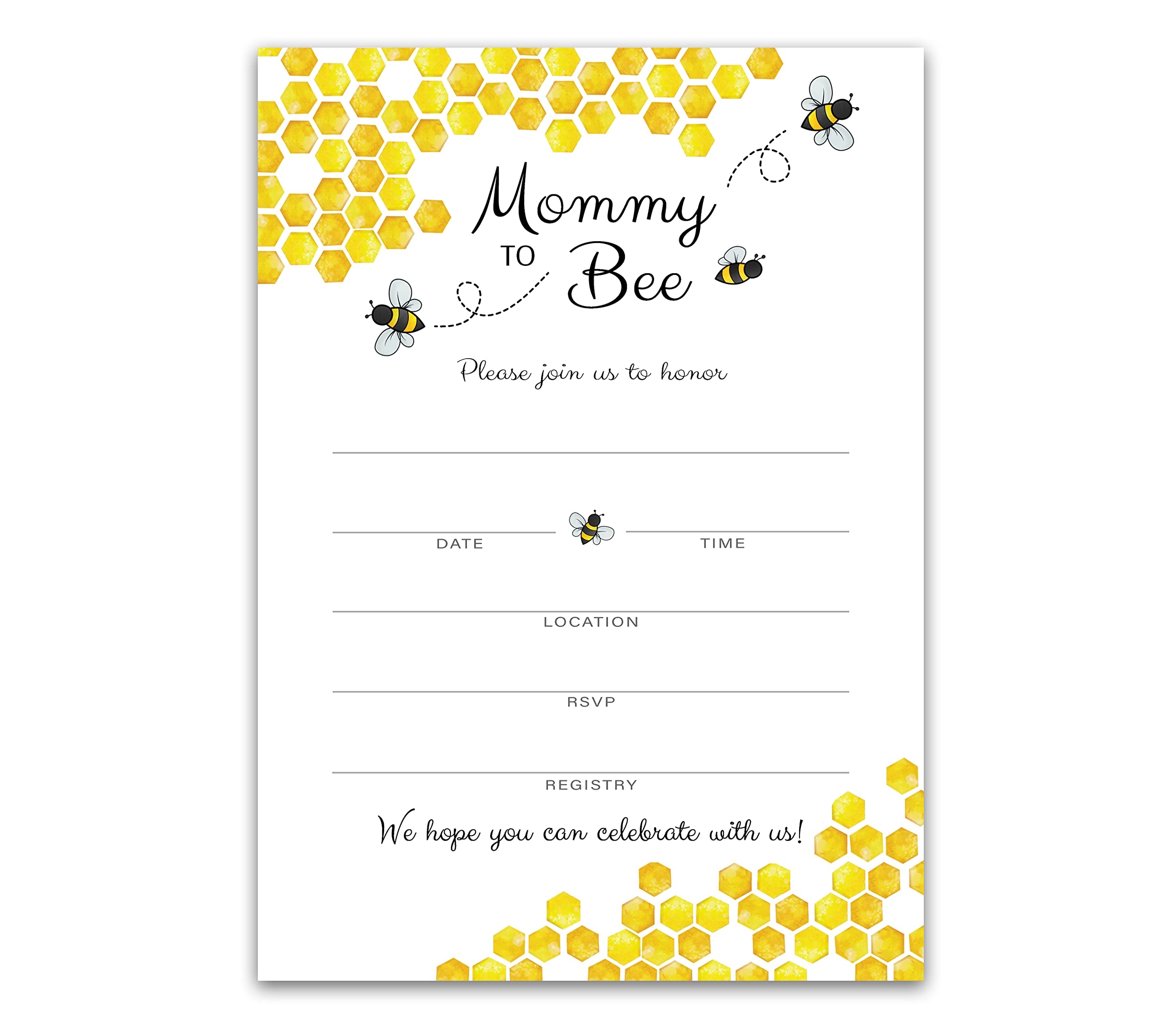 Bumble Bee Baby Shower Invitations Pack Of 25 Bumblebee Honeycomb Invitations Mama To Bee Honey Bee Gender Neutral Blank Invitations To Fill 