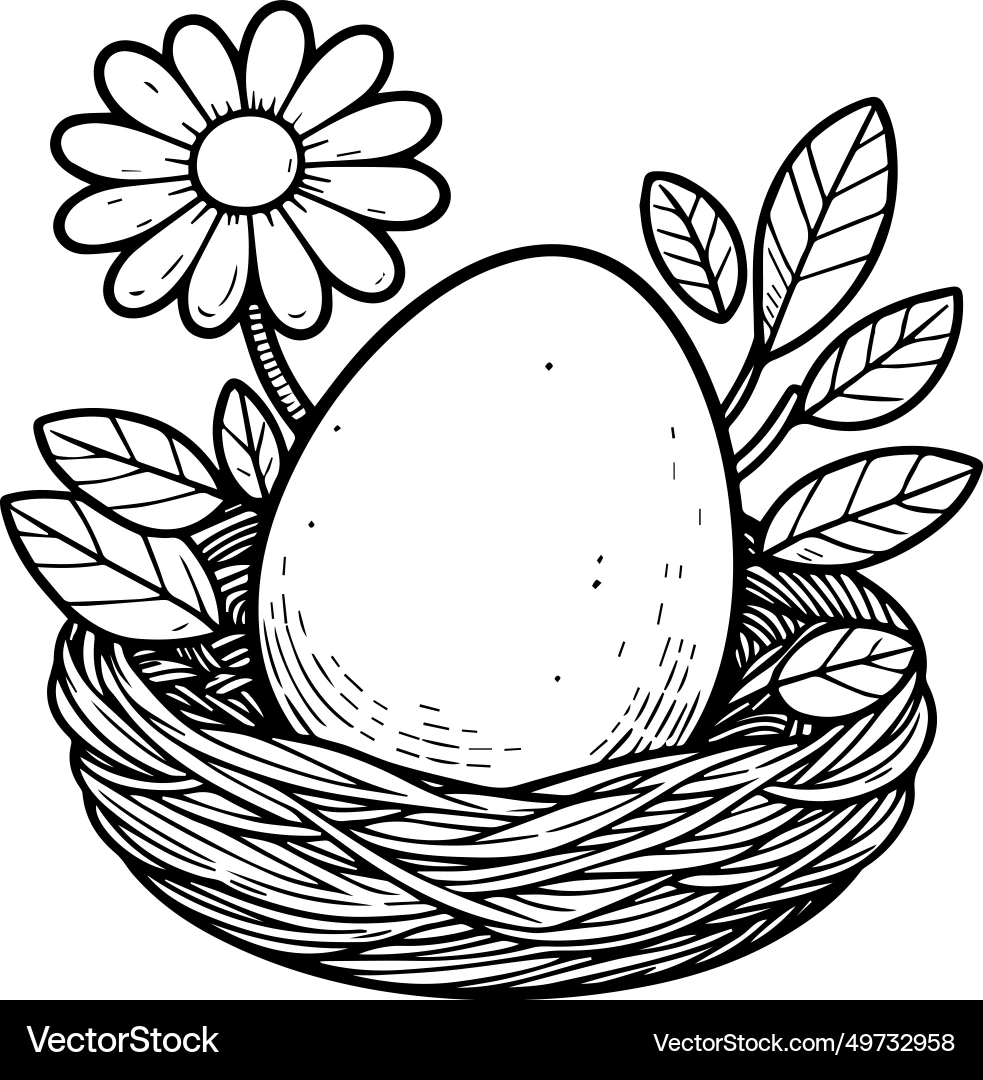 Bunny Coloring Pages Blank Easter Egg Royalty Free Vector