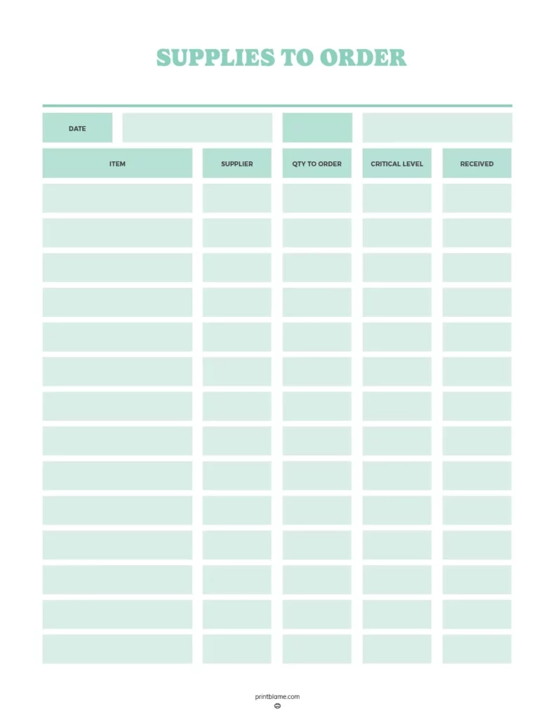 Business Supply List Printables 16 FREE Inventory amp Supplies PDFs