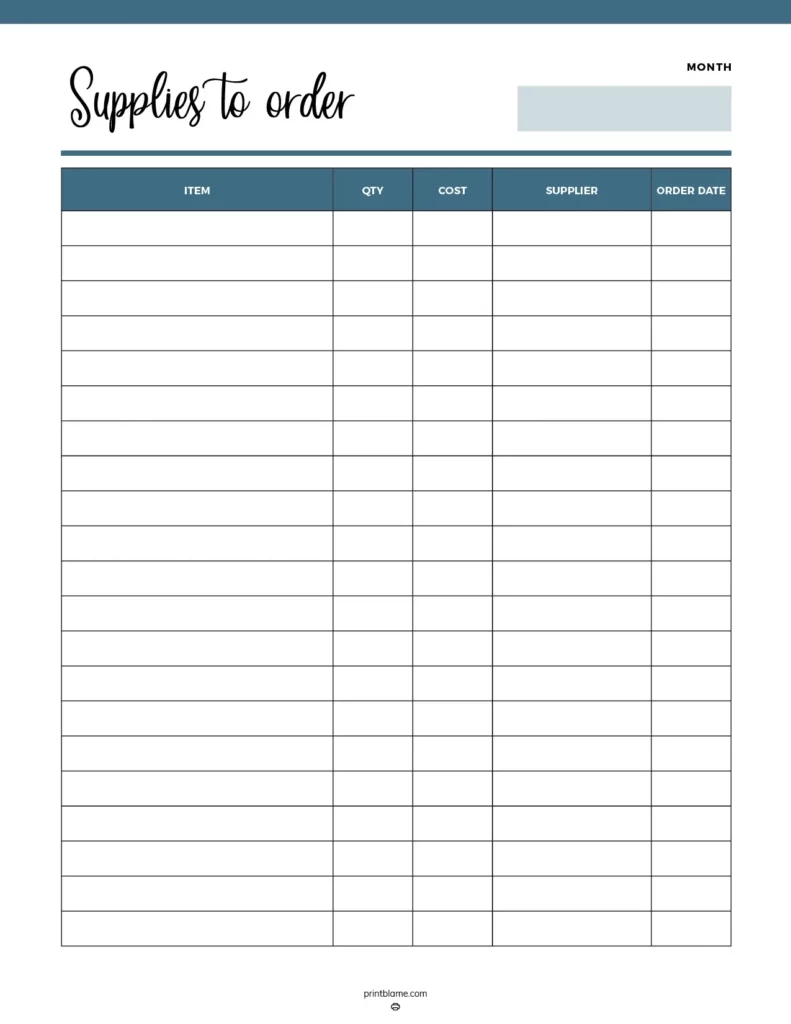 Business Supply List Printables 16 FREE Inventory amp Supplies PDFs