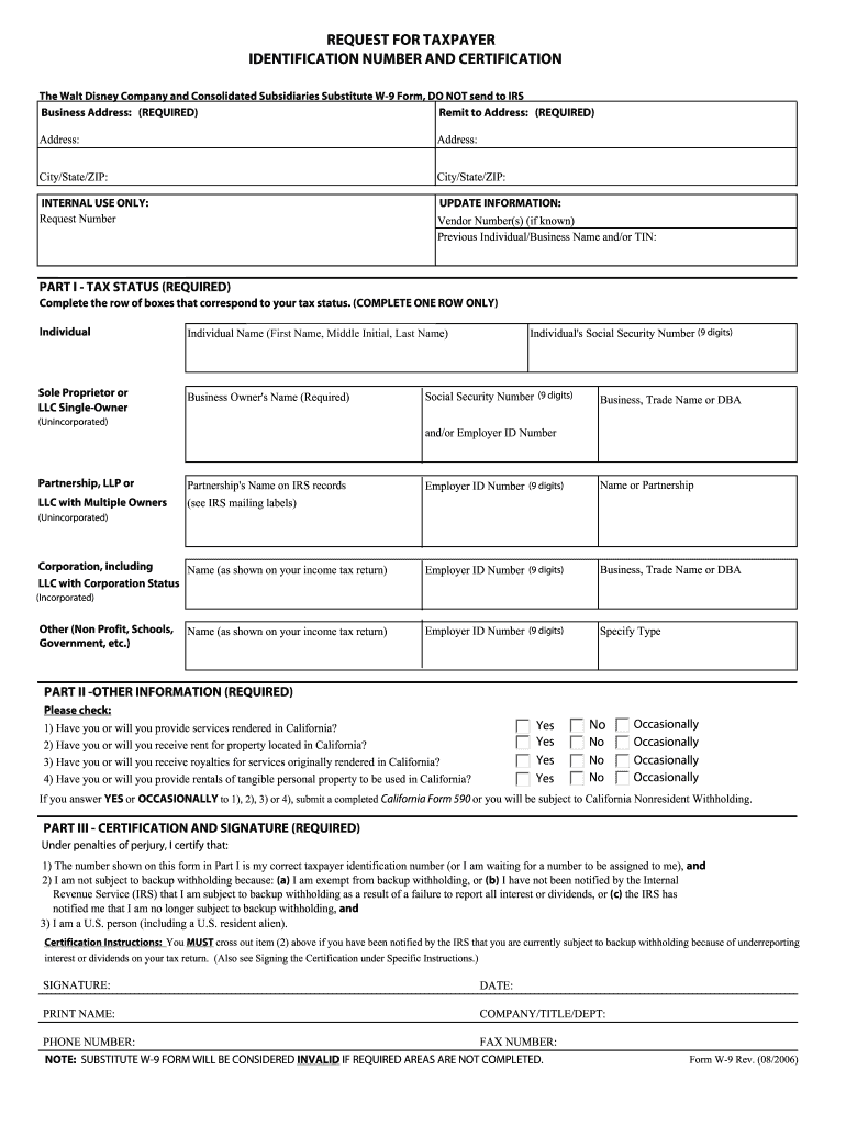 W 9 Blank Printable Form