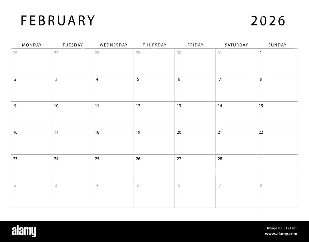 Calendar 2026 Black And White Stock Photos amp Images Alamy