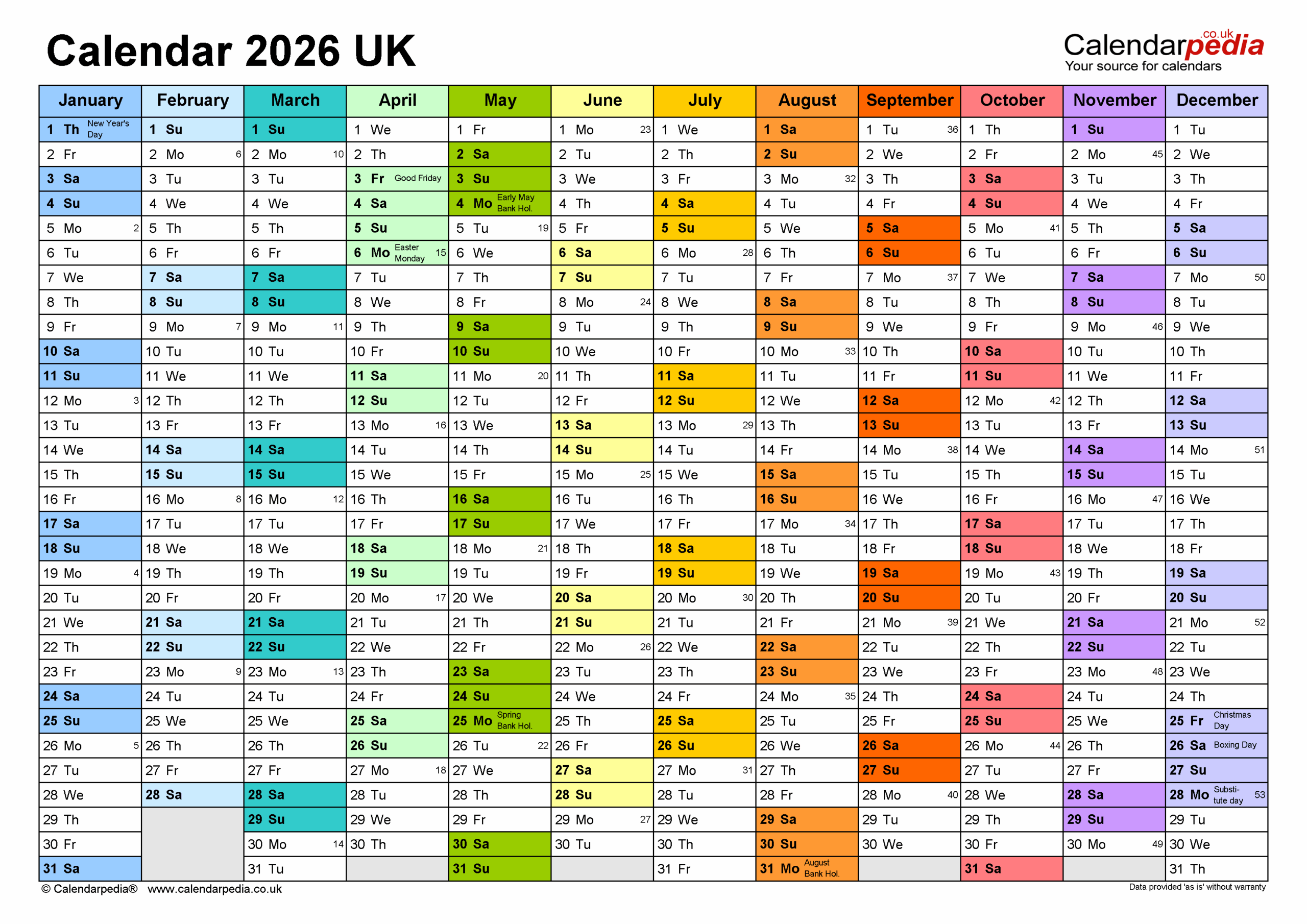 Printable Blank Calendar 2026 Pdf