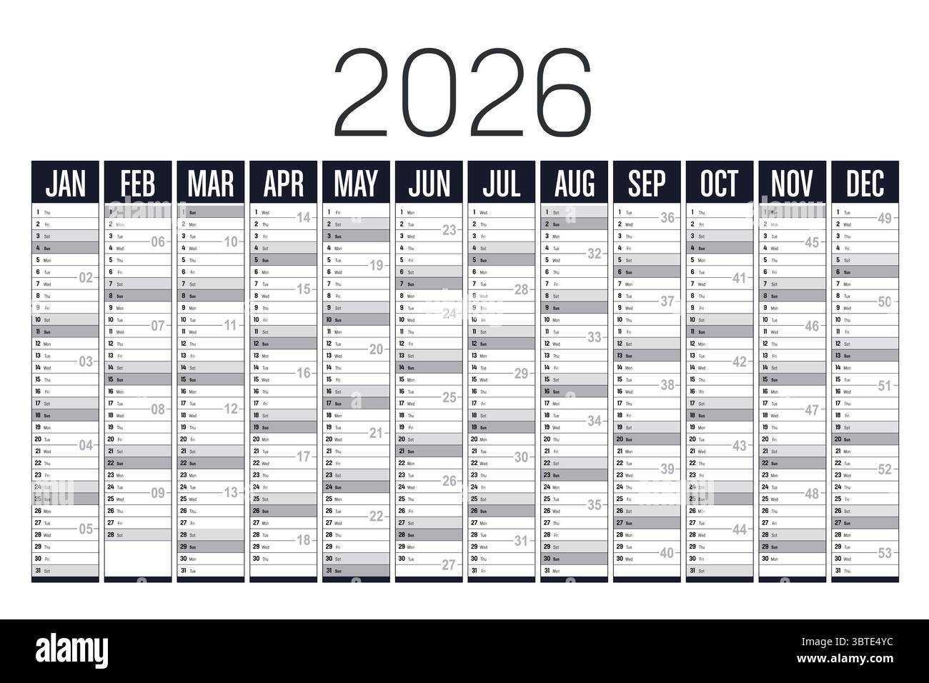Calendar Page Black Hi res Stock Photography And Images Alamy