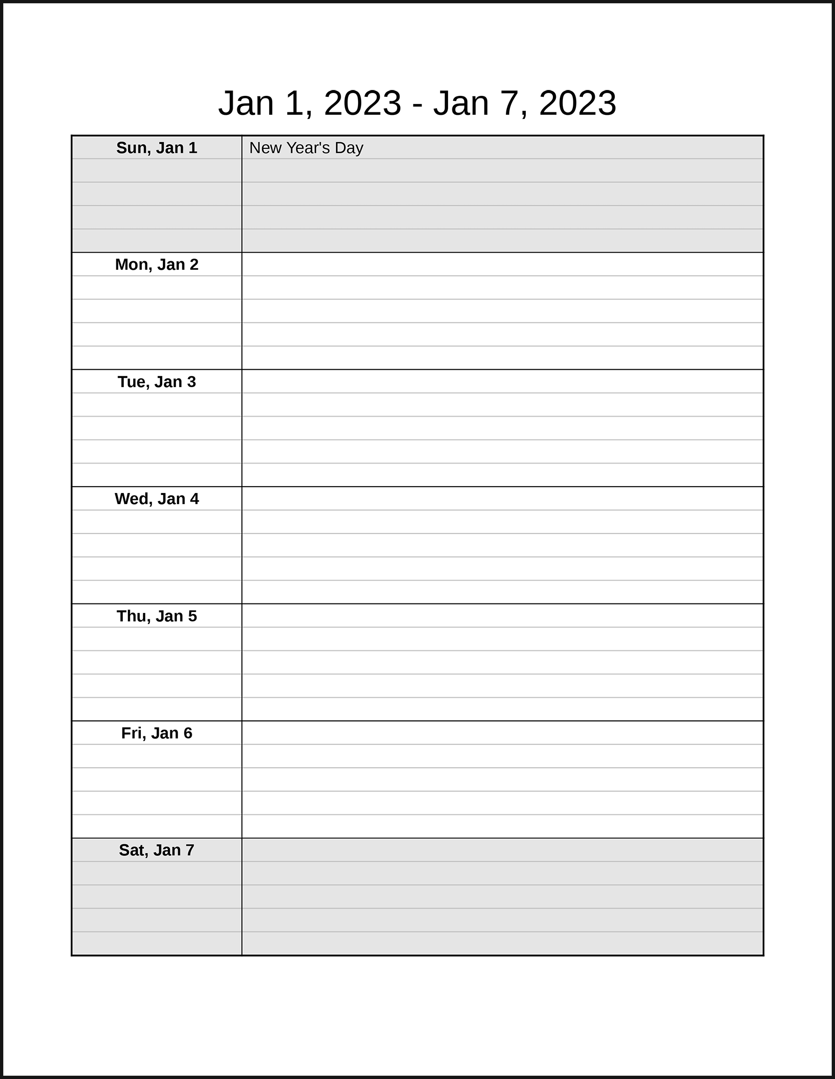 CalendarsThatWork Room For Notes