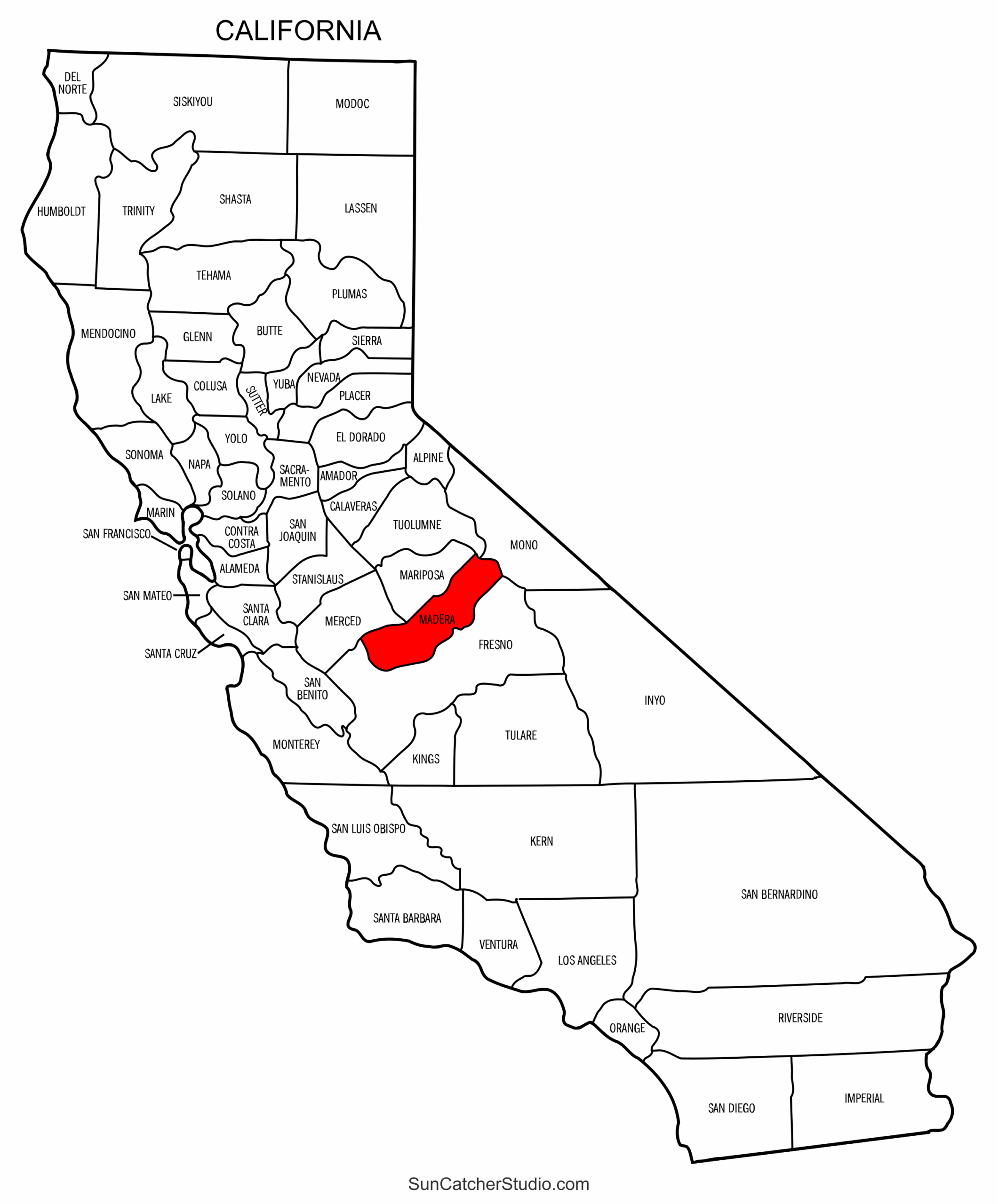 Free Printable California Couties Blank