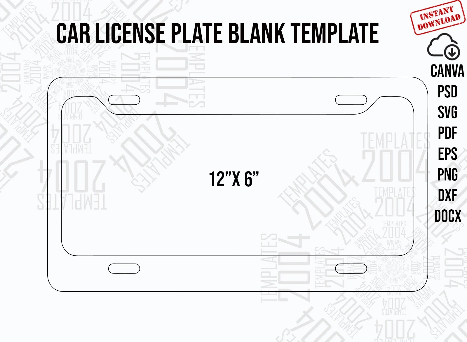 Printable Blank License Plate
