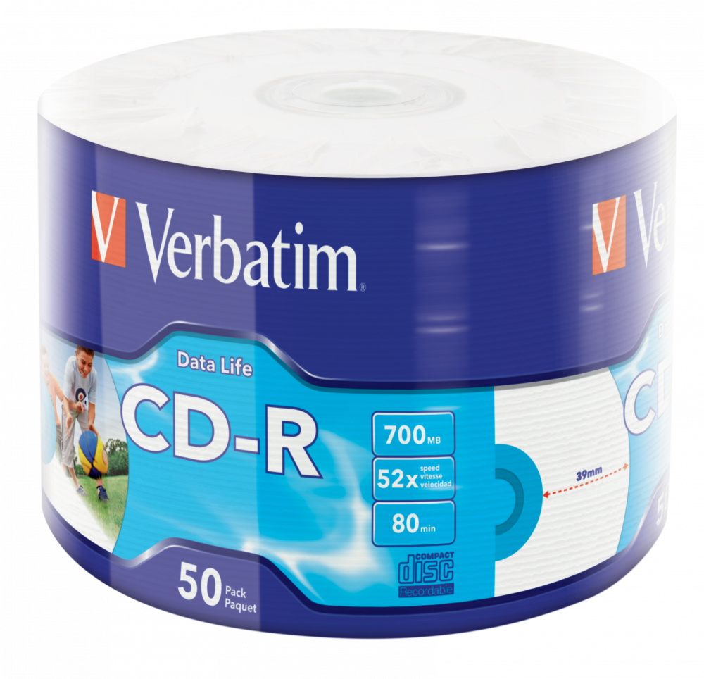 CD R Tintenstrahldrucker 50er Packung Wrap Spindel Verbatim