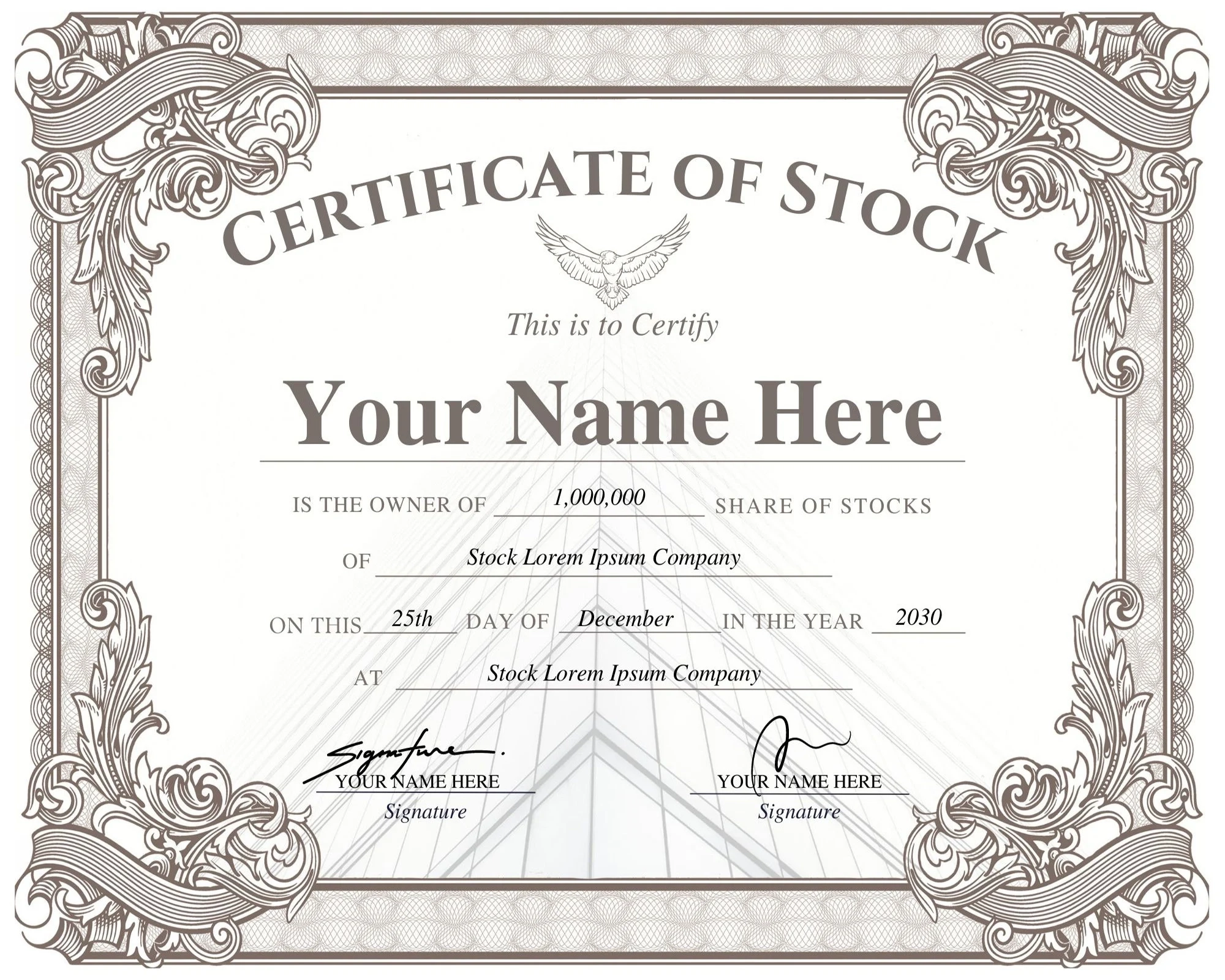 Certificate Of Stock Editable Stock Certificate Template 
