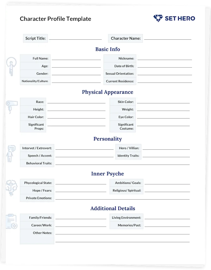 Character Profile Breakdown Template SetHero
